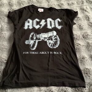 AC/DC Black Tee with Cannon Graphic